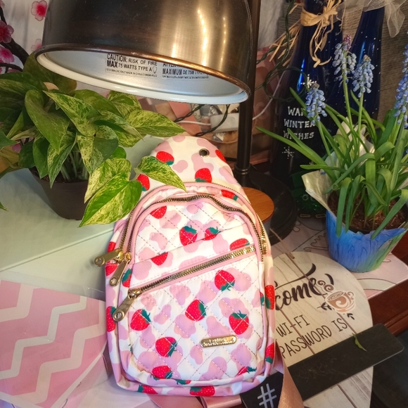 Handbags - Brand new cute kawaii strawberry milk pink purse satchel white and green handbag